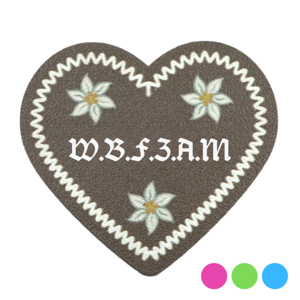 "W.B.F.Z.A.M-Anstecker in Lebkuchen-Optik - erhältlich bei Glubbal.shop"